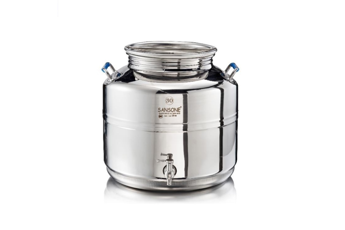 FUSTO ACCIAIO INOX 30LT CON RUBINETTO EUROPA  