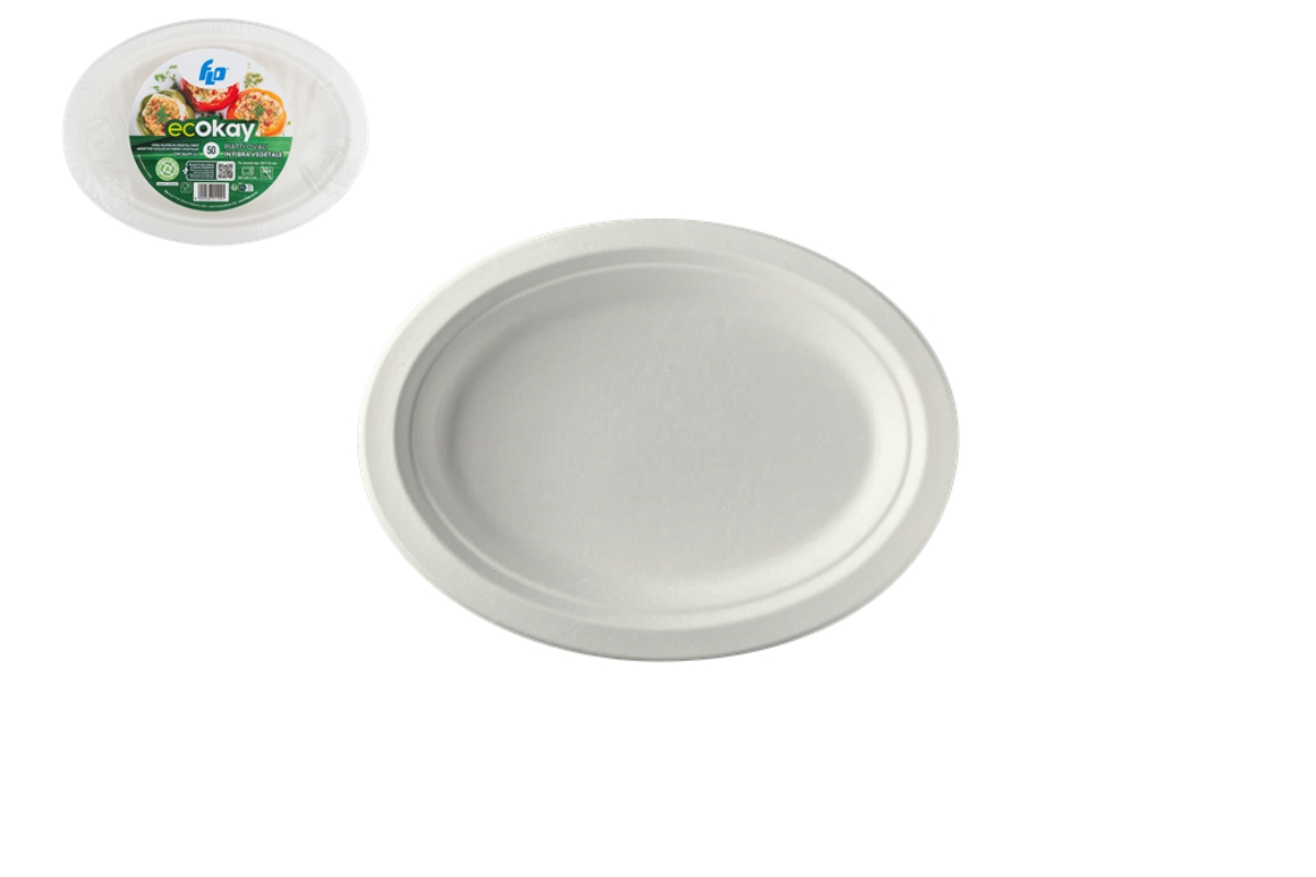 PIATTO OVALE POLPA 50 PZ ECOKAY