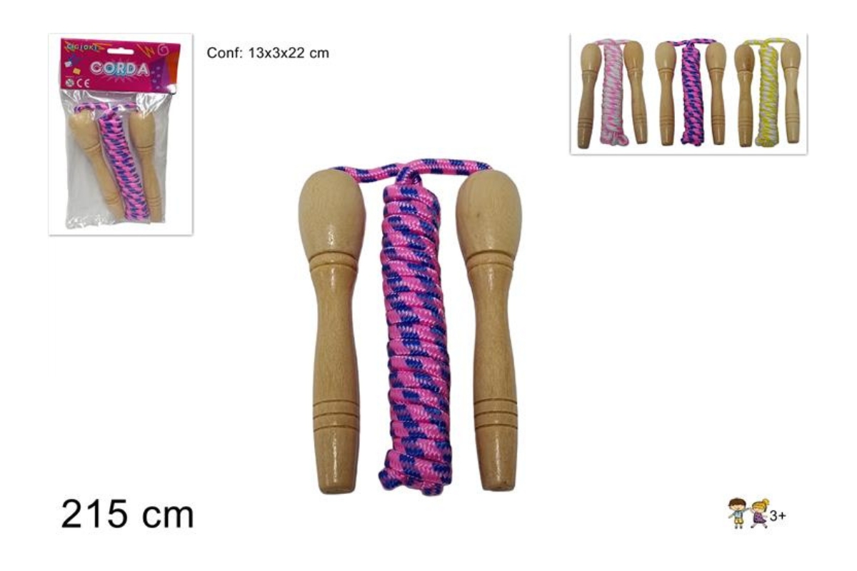 CORDA PER SALTARE CON MANICI IN LEGNO 3COL 011A