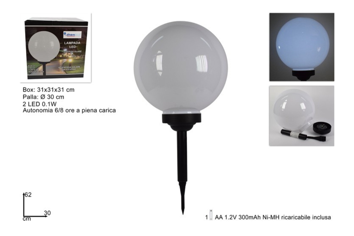 LAMPADA SOLARE PALLA 30CM 2