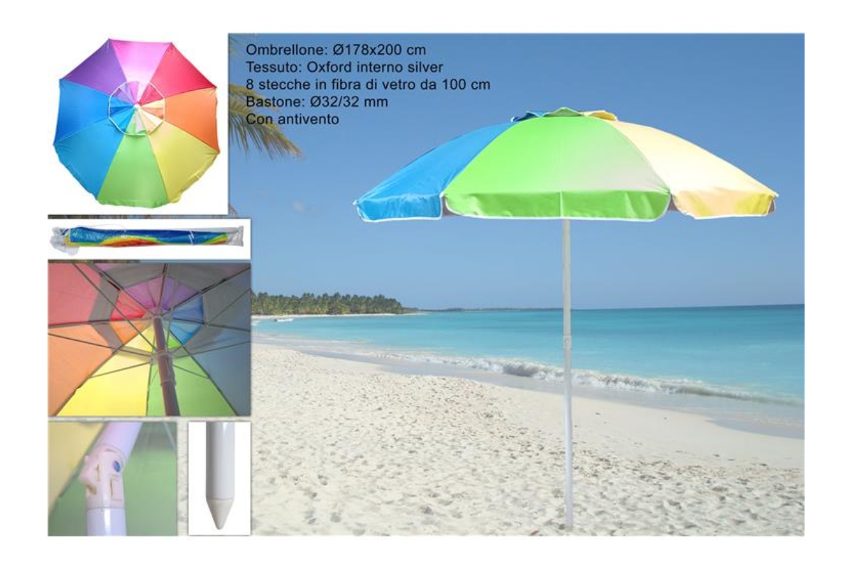 OMBRELLONE 200CM DIAM 32 32 MULTICOLOR  INTERNO SI