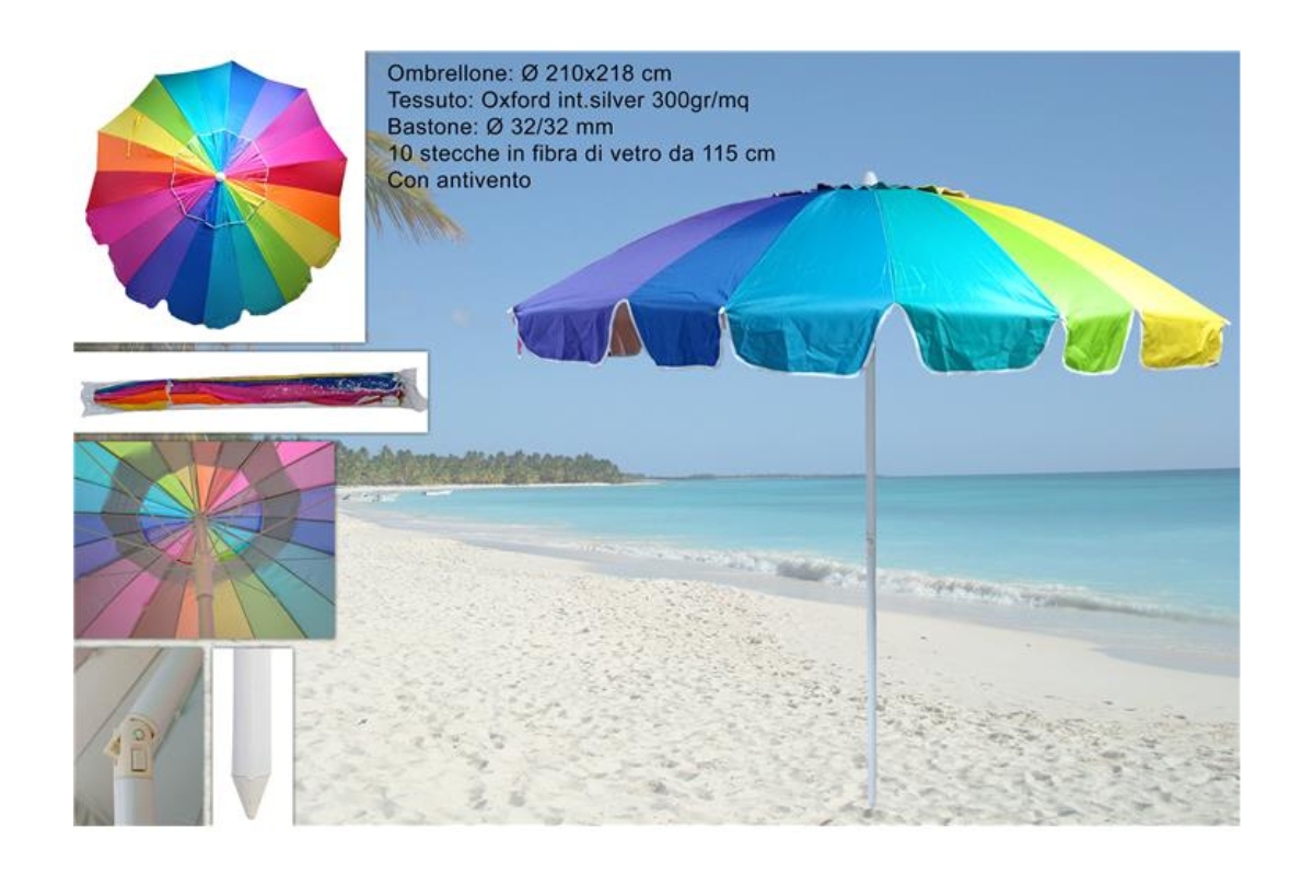 OMBRELLONE 230CM DIAM 32 32 MULTICOLOR INT.SILVER