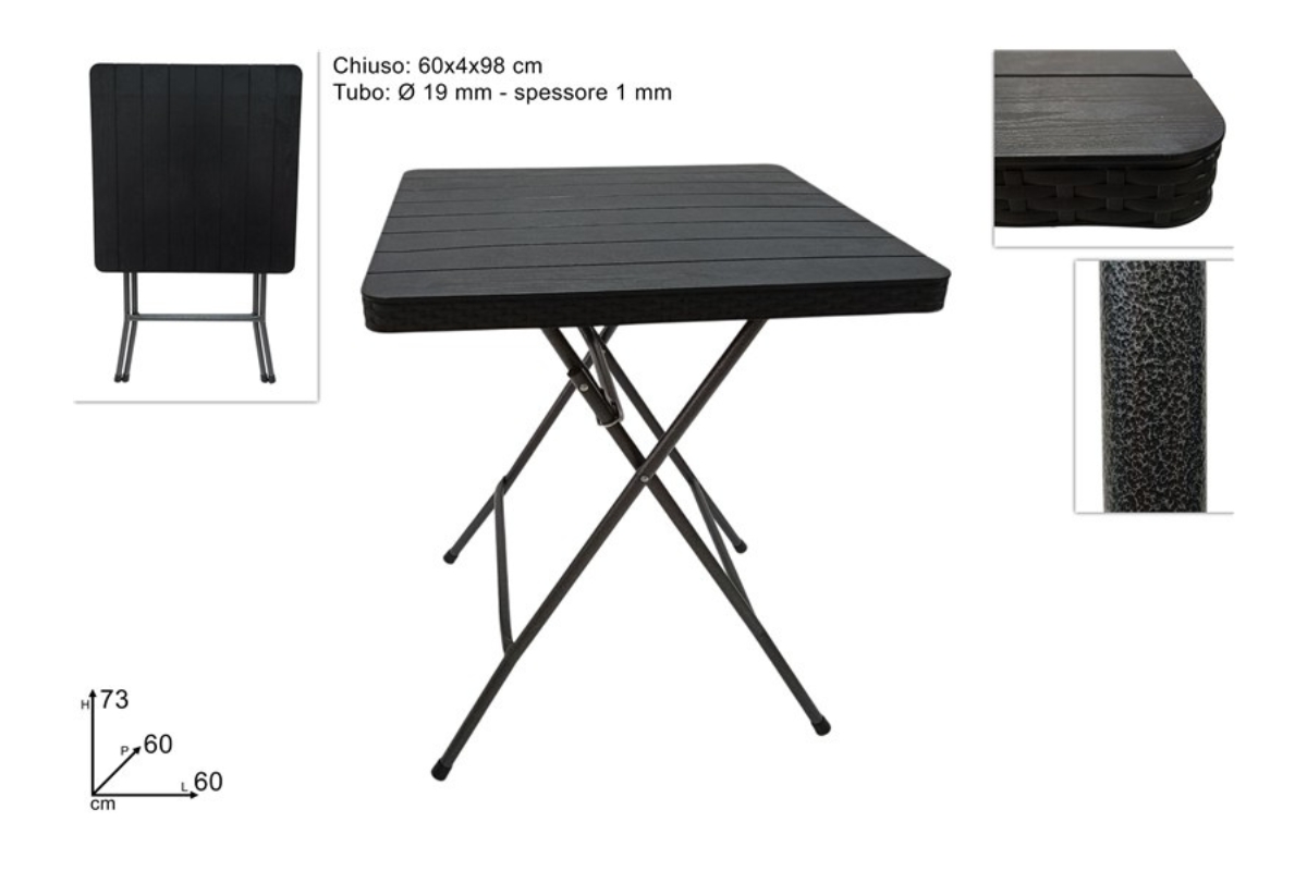 TAVOLO 60CMx60CM RICHIUDIBILE NERO
