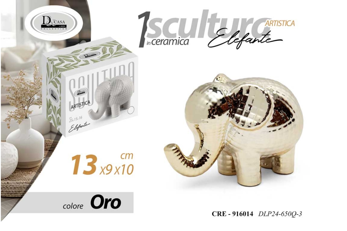 ELEFANTE IN CERAMICA DEC.C.ORO 13*8,5*10 