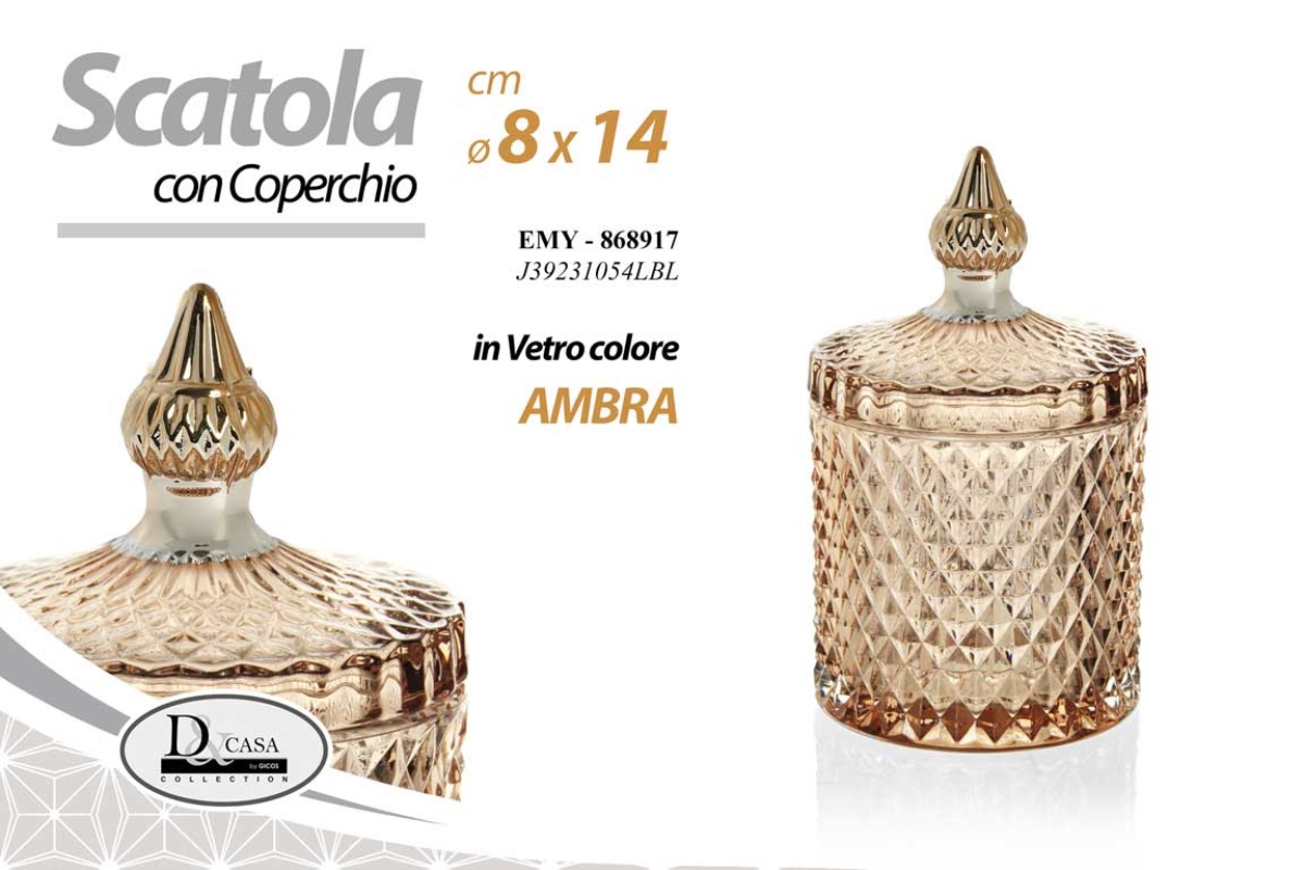 SCATOLA CON COPERCHIO IN VETRO AMRA 8,5*14 