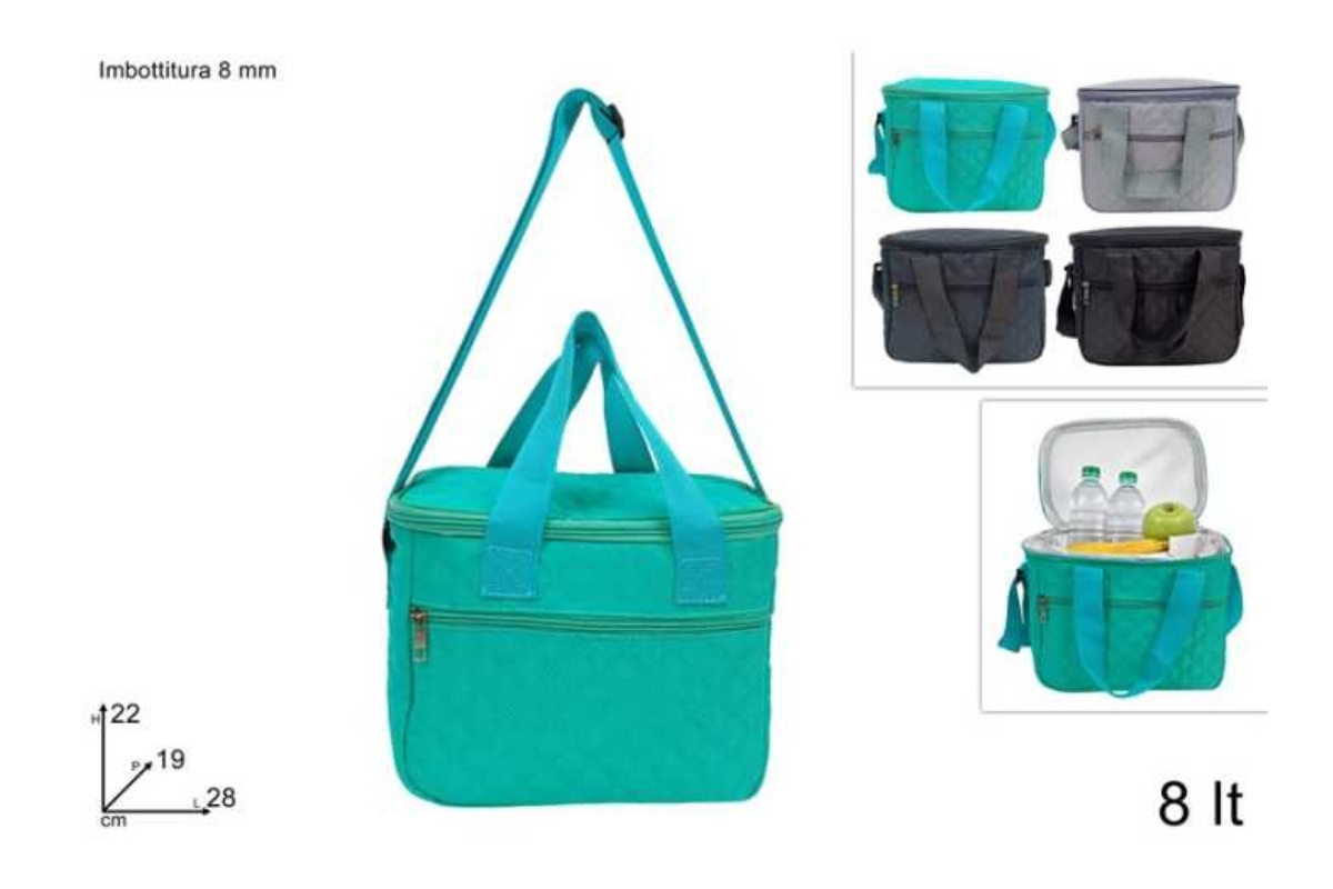 BORSA FRIGO 8LT CON TASCA DECORO ROMBI 4 COLORI