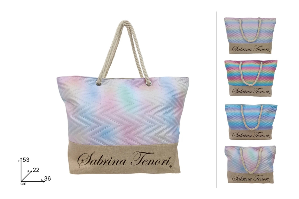 BORSA MARE FANTASIA  LETTERE CON MANICO CORDA 4ASS