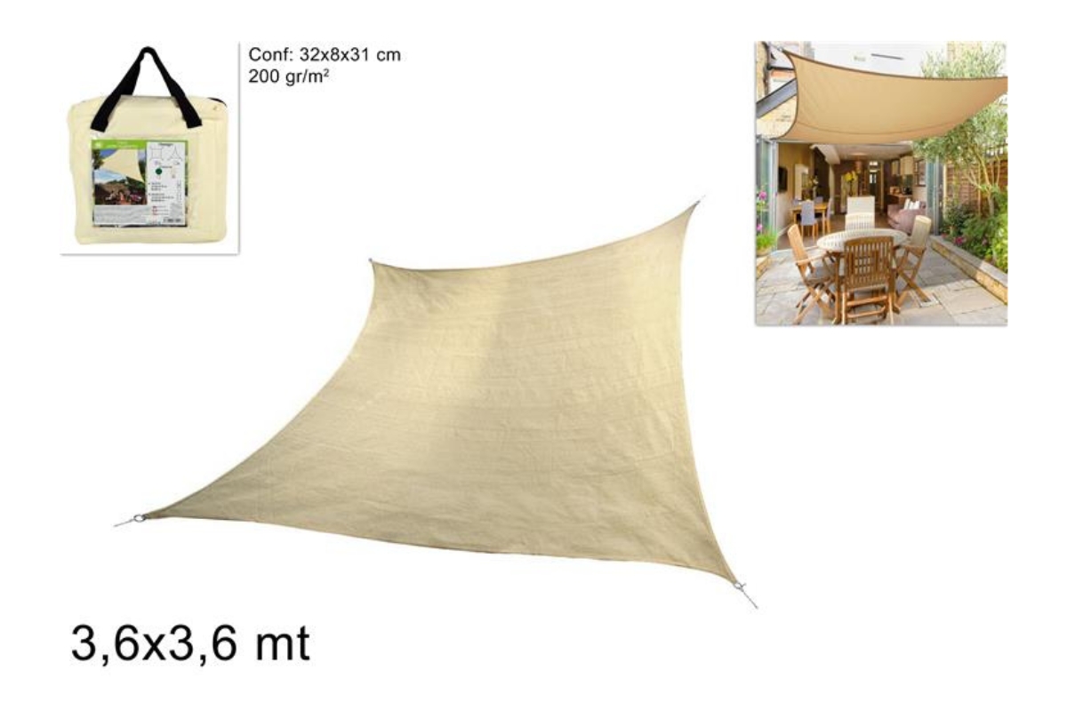 TELO OMBREGGIANTE QUADRATO 3.6X3.6 200G M2 ECRU