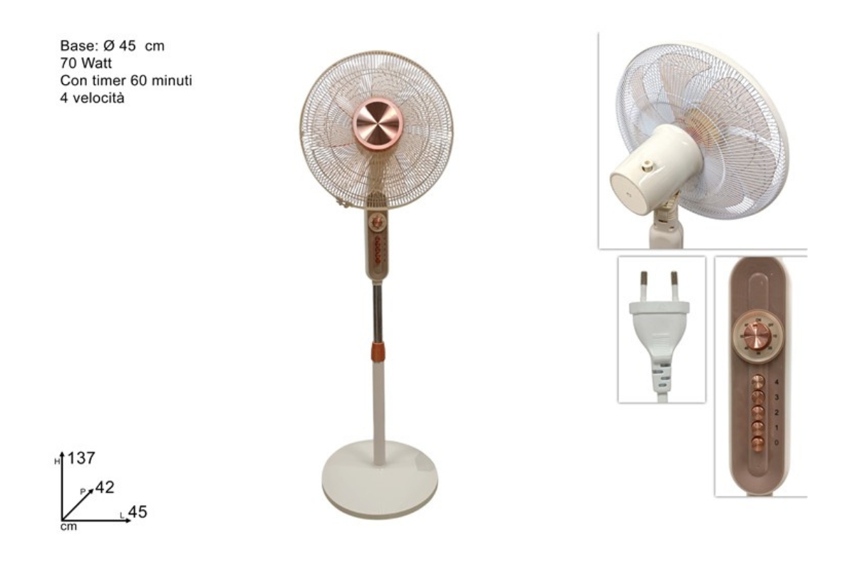 VENTILATORE PIANTANA DIAM. 45 CM 70 WATT BIANCO BR
