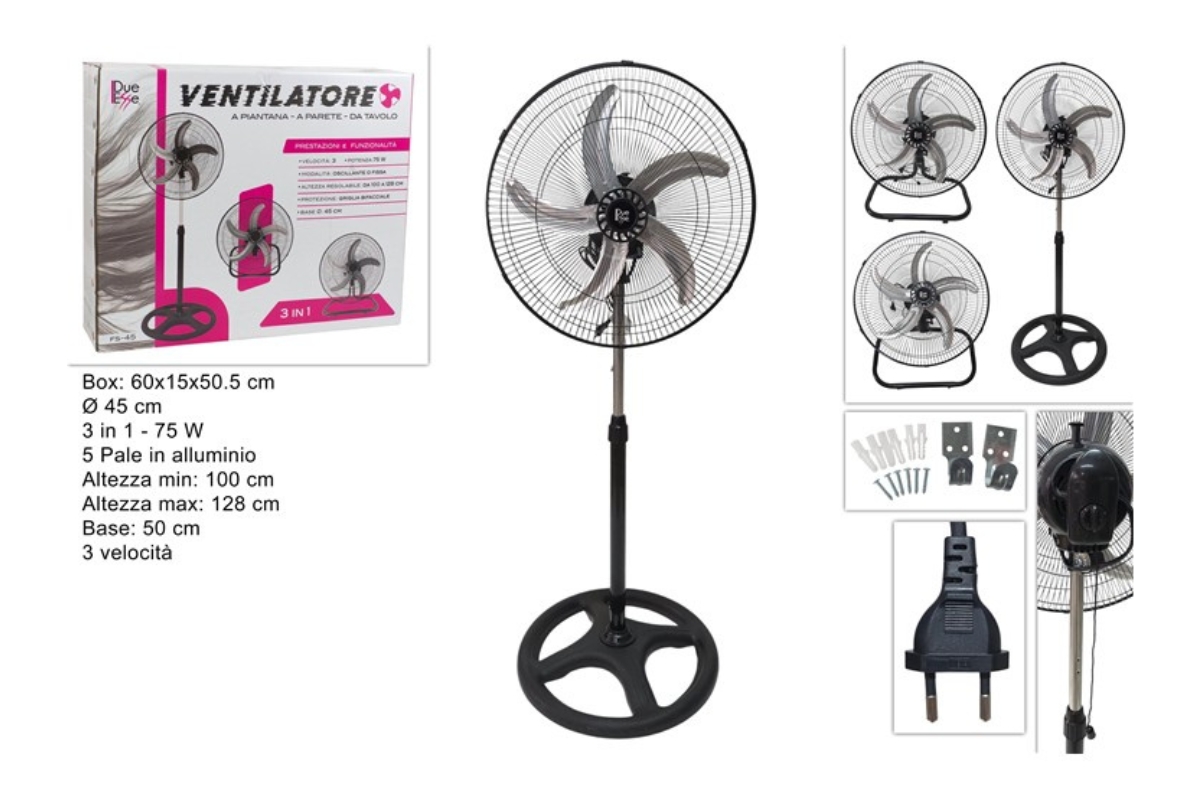 VENTILATORE PIANTANA D. 45 CM 3 IN 1 75 WATT 