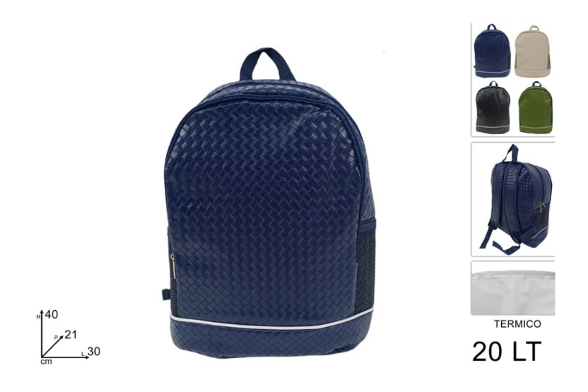 ZAINO TERMICO 20LT CON TASCA RETE EFFETTO PELLE 4C