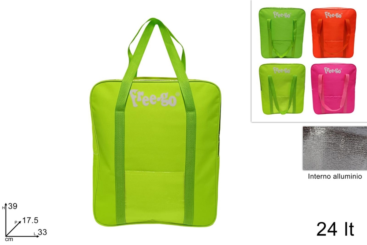 BORSA FRIGO 24LITRI CON 2 MANICI COLORI FLUO 4COLO