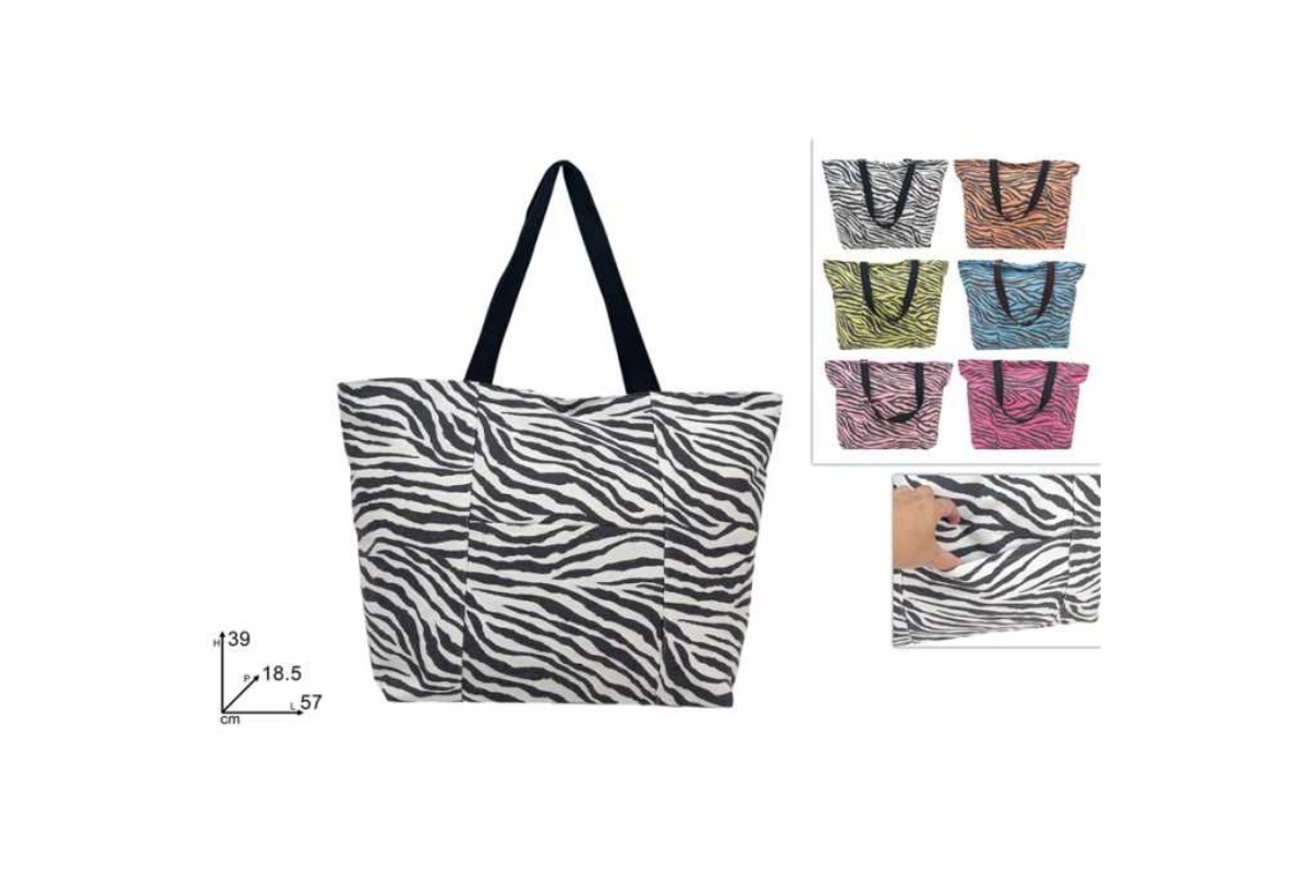 BORSA MARE CANVAS FANTASIA ZEBRATA 6COLORI