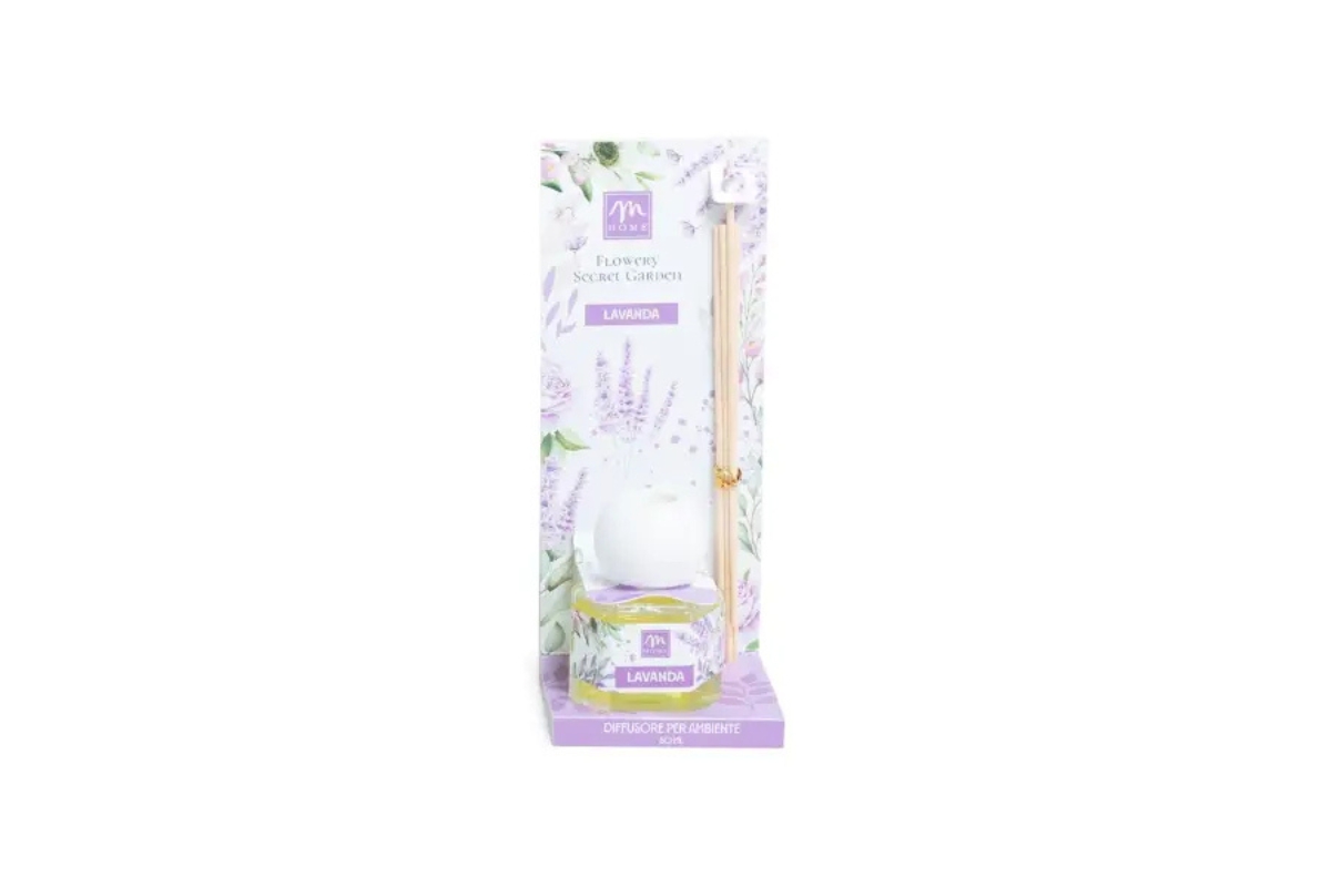 DIFFUSORE FRAGRANZA  LAVANDA VETRO 50ml 8X7,5XH.20 cm
