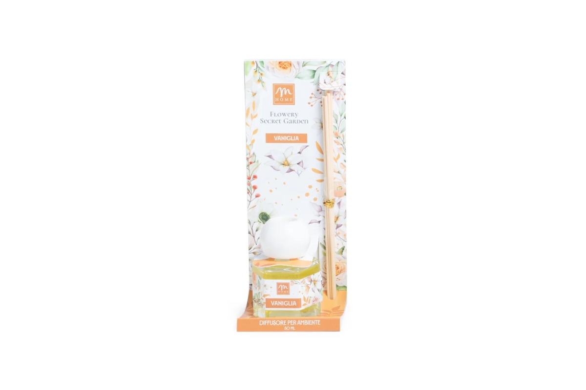 DIFFUSORE DI FRAGRANZA VANIGLIA VETRO 50ml 8X7,5XH.20 cm