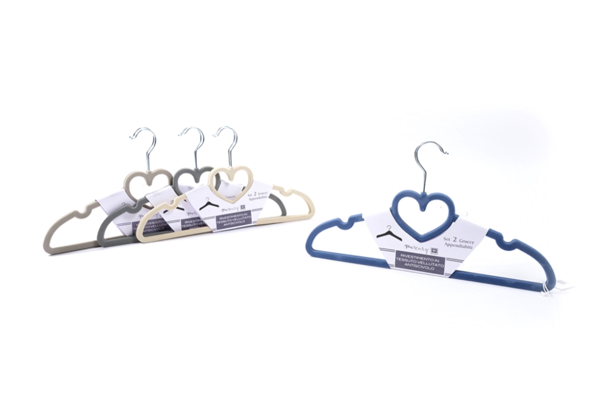 GRUCCE APPENDIABITI PLASTICA VELLUTATA 2pz COL.I A
