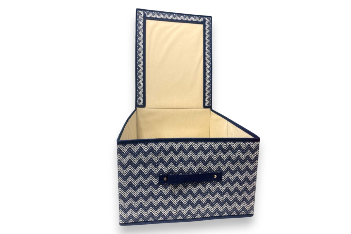 BOX ABITI TESSUTO 40X50X25 DECORO ZIGZAG 3 COLORI