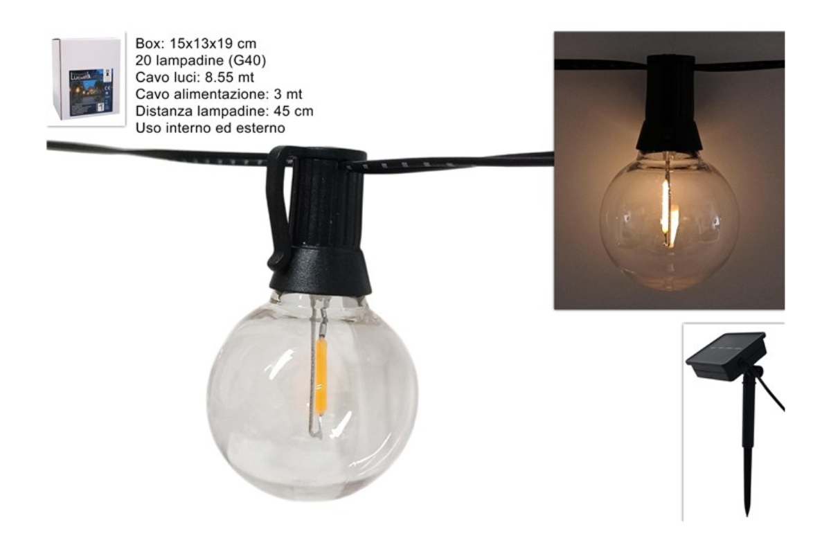 CATENA LUMINOSA C  20 LAMPADINE LUCE CALDA C  PANN
