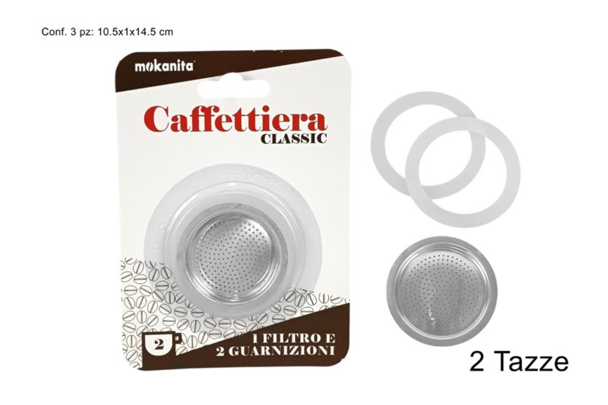 RICAMBI CAFFETTIERA 2 TAZZE 1 FILTRO + 2 GUARNIZIO