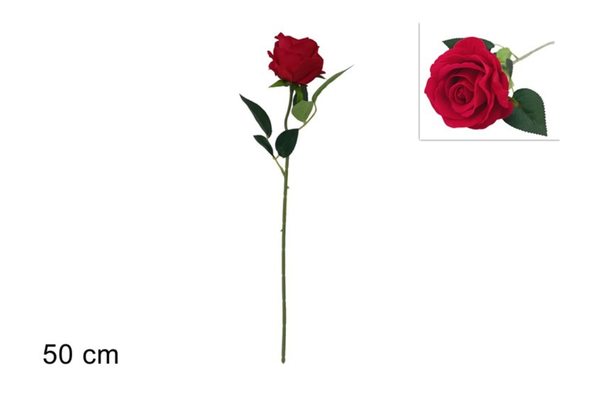 STELO ROSA FLOCCATA ROSSA 50CM