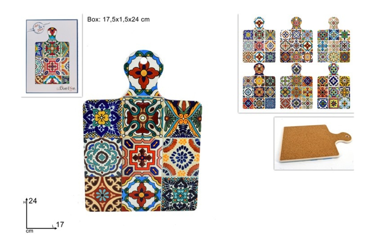 TAGLIERE CERAMICA BASE SUGHERO DECORO MAIOLICA ASS