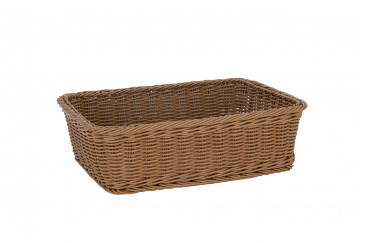 CESTA PLASTIFICATA  RATTANGOLARE MARRONE 26.5x32.5x H 10  -M1934-