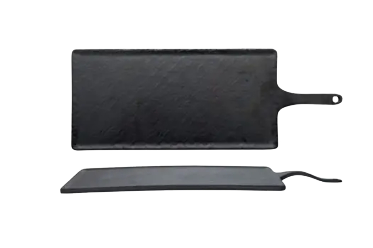 VASSOIO MELANINA WENGE' RETTANGOLARE 40X20 C-MANICO 13CM  -M1934-
