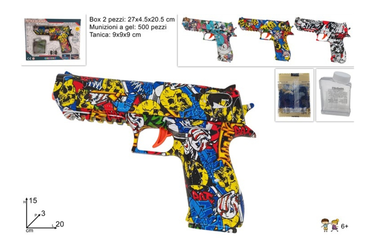PISTOLA CON MUNIZIONI A GEL 3ASS