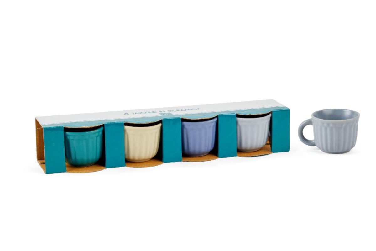 TAZZINE CERAMICA 4 PZ.90ml 6,5X8,5XH.5CM ASS.