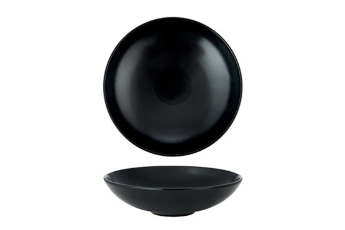 PIATTO FONDO D.19CM NERO OPACO MONACO STONEWARE -M1934-