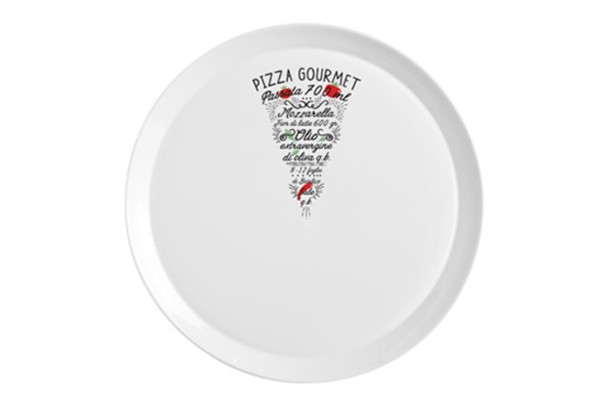 PIATTO PIZZA GOURMET  DECORATO D.33.5 OPAL GLASS BORMIOLI