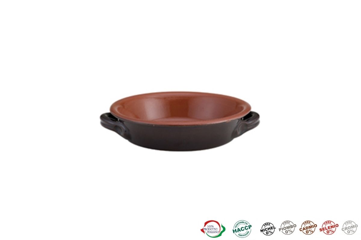 TEGLIA TONDA TERRACOTTA D.18 H4.5   2MANICI VULCANIA