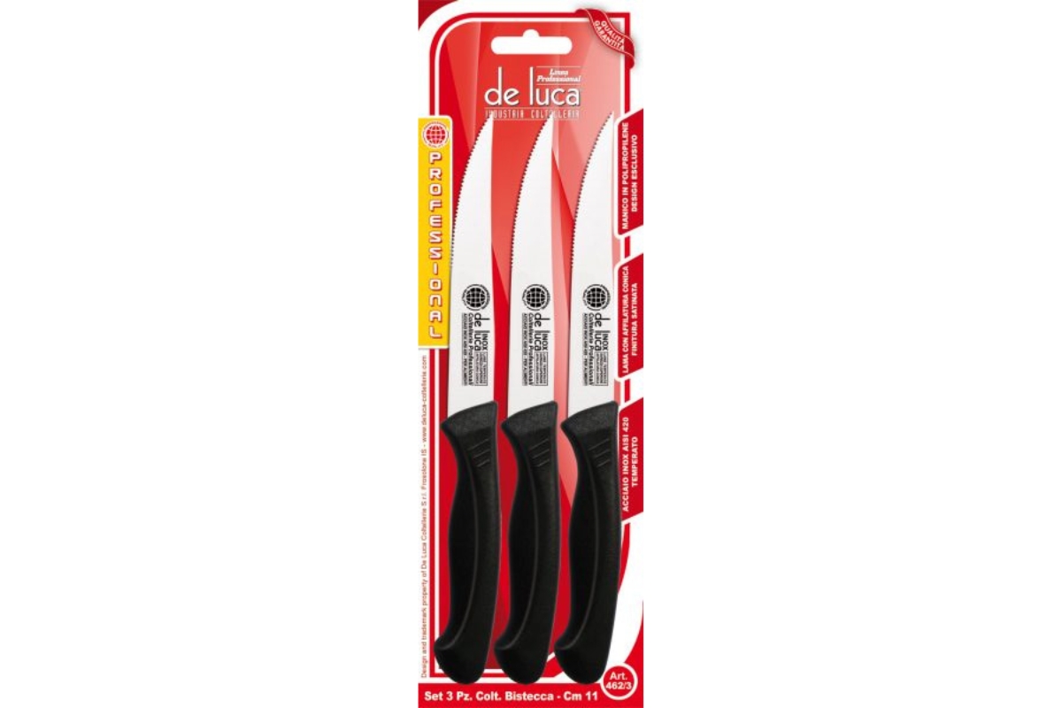 3 CLTELLI BISTECCA INOX 11CM PROF.